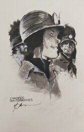 René Follet - Caves souterraines - Original Illustration