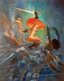 Régis Moulun - Red SONJA , ... et le feu - Original Illustration