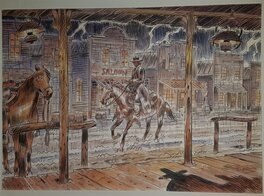 Original Illustration - Durango - Le Crépuscule du vautour - illustration en couleurs