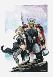 Dike Ruan - Valkyrie & Thor - Original Illustration