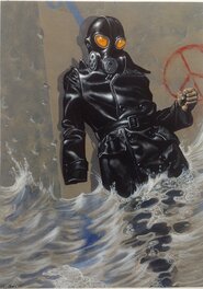 Jean-Michel Nicollet - Nicollet Couverture illustration Originale Anarchie Greenpeace , Collectif A MA MER 1983 et Miroirs Art Book Zanpano 2009 - Illustration originale