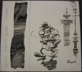 André Franquin - British scraper board - Illustration originale