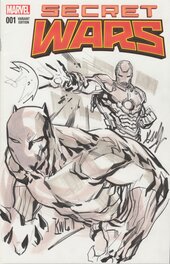 Ken Lashley - Black Panther and Iron man - Illustration originale