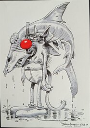 Julien Solé - Clark gabeul et le requin - Original Illustration
