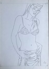 Walter Minus - Pin up en maillot - Original Illustration