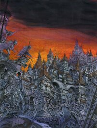 Ian Miller - Corvid city - Illustration originale