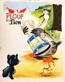 Pierre Jodon - Plouf et le lion - Illustration originale