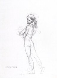 Liberatore - Jeune femme dénudée de dos - Original Illustration
