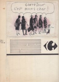 Robert Gigi - Robert GIGI - publicité carrefour lot de 5 illustrations originales - Planche originale