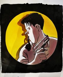 François Ravard - Nestor Burma - Macaron inspiré du 4ème plat Ed N&B - Original Illustration