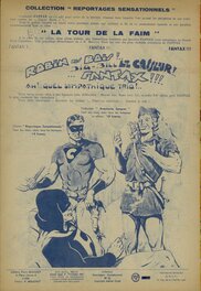 Le Dos du FANTAX 25 avec La Splendide Pub au Lavis des Héros de Pierre Mouchot : Fantax , Big Bill Le Casseur et Robin des Bois .