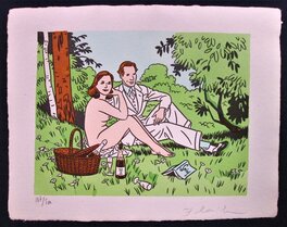 Floc'h - Déjeuner sur l'herbe - Illustration originale