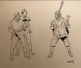 André Juillard - Blake et Mortimer - Dessin pour une Sérigraphie Archives Internationales - Illustration originale