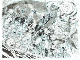 Miguel Mendonça - Aquaman #65 Double Page Splash JLA Team - Comic Strip