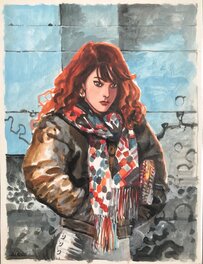 Michel Faure - Femme au blouson - Illustration originale