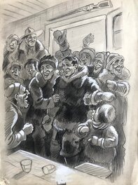 René Pellos - Le retour de Charles - Illustration originale