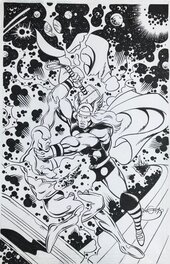 Chris Malgrain - Thor et le Surfer d'argent - Original Illustration