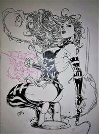 Psylocke des X-Men et Capitaine Marvel au verso