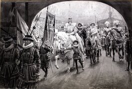 Fortunino Matania - Elizabeth Pageant at Olympia 1912 - Illustration originale