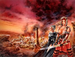 Luis Royo - Couv. Preparatoire Witch Of Rhostshyl (Silverglass III). Projet de couverture (1989) - Original Cover