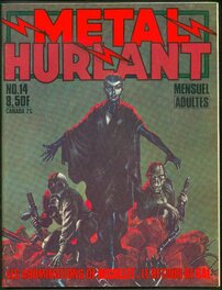 Métal HURLANT 14 Couverture de Nicollet de Février 1977 .