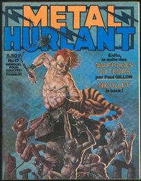 Métal HURLANT 17 Couverture de Nicollet de Mai 1977 .