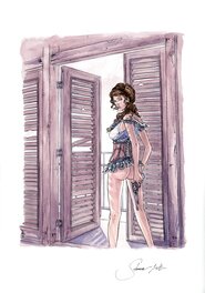 Paul Salomone - Margot persiennes - Original Illustration