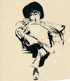 René Follet - René Follet | 1955 (ca) | Homme assis avec chapeau - Original art