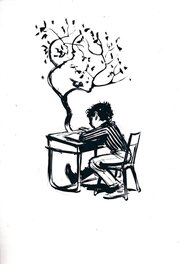 René Follet - René Follet | 1970 (ca) | Garçon avec arbre - Illustration originale