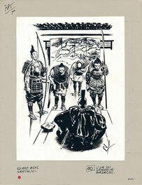 Illustration originale - René Follet | 1981 | 15 histoires d’arts martiaux: L'or du seigneur Bazashi