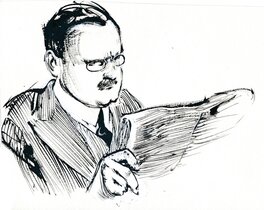 René Follet - René Follet | 2000 (ca) | Homme lisant un journal - Original Illustration
