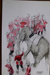 René Follet - Kipling Elephant - Illustration originale