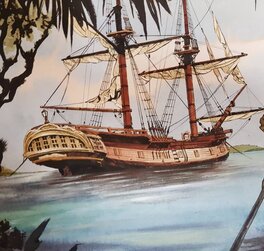 Photo prise de l'originale, detail du Faucon Noir, le bateau de Barbe-Rouge