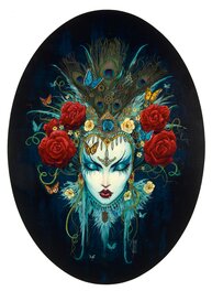 Olivier Ledroit - Fée noire - Ovale - Original Illustration