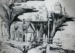 Jens-Uwe Schubert - Ville du futur - Original Illustration