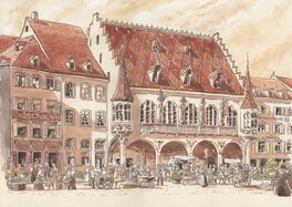 Francisco Fructuoso - Le marché - Original Illustration