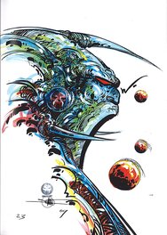 Philippe Druillet - Druillet METAL MEMOIRES Couverture Originale Couleur Directe Tête Hurlante a Cornes . - Couverture originale