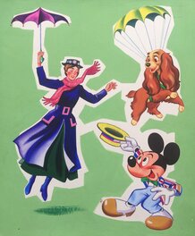 Studios Disney - Mary Poppins, la Belle et Mickey - Illustration originale