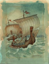 Anton Pieck - Vikingschepen - Illustration originale