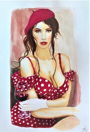 Sabrina Ringenbach - Femme à la robe rouge - hommage à Gibrat - Original Illustration