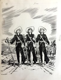 Pierre Joubert - Les trois pastoureaux - Original Illustration