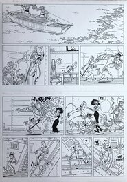 Fabrice Parme - Spirou et Fantasio - Panique En Atlantique (N&B) - Planche originale