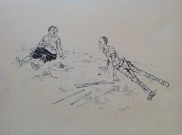 Henry Morin - Henry Morin Don Quichotte de La Manche , Don Quichotte & Sancho Panza épuisé Rare illustration N&B Encre de Chine 1906 Cervantès - Original Illustration
