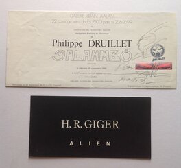 2 Cartons d'invitations Expo Druillet en 1980 et Giger ALIEN en 1979 a Paris