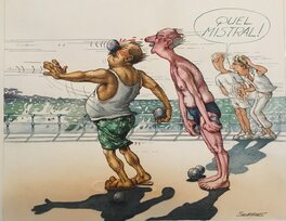 Claude Serre - Pétanque Mistral - Illustration originale