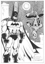 Cyrille Munaro - Spider-Man entoile Batman - Original Illustration