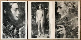 Andréi Arinouchkine - Triptyque - 'La nuit ouvre toutes les portes' + 'Source ' + 'Le Jour illumine les rêves' - Original Illustration