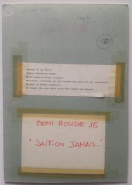 Le Verso de La Planche originale sur Carton épais avec indication de Publication Le Verso de La Planche originale sur Carton épais avec indication de Publication