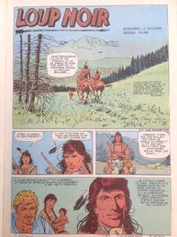 Planche colorisée parue dans Pif avec le titre Loup Noir ajouté
