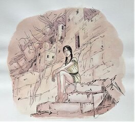 Paul Salomone - L'homme qui n'aimait pas les armes à feu - étude de Celle-qui-court - Original Illustration